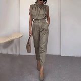 Zingj 2023 Summer New Personality Shoulder System Shows A Thin Waist Belt Decorative Pants Suit-Outfit