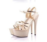 Hot! Women Summer Sandals Patent Leather Platform Sandals High-heeled Shoes 15cm Fashion Shows Thin Heels Plus-size pumps