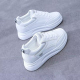 White Shoes Women 2025 Autumn New Fashion Thick-Soled Sports Board Shoe Leather Ins Students Increase Single