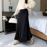 Zingj Patting Mink Hair Half Skirt Female Autumn Winter Korean High Waist Hips Cover Knitted Skirt Wooden Ear Pleated A