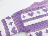 Purple Heart Print Stripe Sweater- Outfit