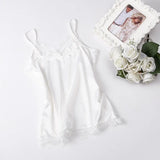 Silk Tank Top 2021 Women Sexy V Neck Basic Tops Blusas Casual Womens Vest Lace Camisole Crop Tops Plus Size Female