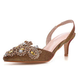 Cm Light-Mouthed Pointed Sandals Discolored Cloth Thin Heel Large Banquet Sandals Women 42 Yards 43 Yards High Heel