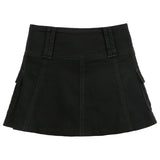 Zingj Style Age Reduction Pleated Skirt 2023 New Pocket Casual Low Waist Sexy Hot Girl Bag Hip Skirt Casual Short Skirt