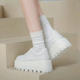 Zingj 2023 New Platform Round Head Single Shoes Women's Color Lace-Up Board Shoes Niche Casual Sports Shoes