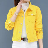 Jacket Women Green 2020 Autumn Woman Denim Jean Womens Coats Basic Jackets Female Slim Stretch Short Coat Feminina