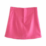 New Casual Pink Women Blazer Jacket Mini Skirt 2 Pieses Single Breasted Bodycon Temperament Spring Summer Pleated