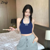 Women Halter Backless Sexy Streetwear Cropped Tops Off-shoulder All-match Ins Ulzzang Leisure Chic Female Summer