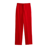 Collarless Short Suit Jacket Asymmetric Cloak Shirt High-Rise Straight Trousers Suit