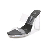 Zingj New Korean Version Of The Show Model Shoes Fine Heel Sexy Black Waterproof Table 11CM High Heel Sandal Female