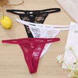 Cotton Lace Thongs Women Transparent Low-waist Underpant Hollow Out Thong Female G-String Underwear Lingerie