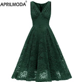 Sumer Lace Party Dress Green Red Blue Hollow Out Sleeveless Bodycon Solid Big Swing Casual Dresses Fairy Robe