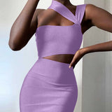 Bandage Dresses For Women 2022 Elegant Tan Cut Out Bodycon Dress Ladies Sexy Mid Evening Club Party Dress Birthday