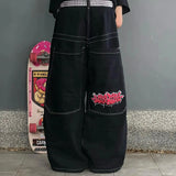 Hip-Hop Rock Embroidered Loose Jeans Y2k Street Retro Harahara Wide-Legged Straight