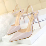 Zingj Simple Thin Heel Ultra High Heel Shallow Pointed Patent Leather Sexy Nightclub Show Thin A Word With Female
