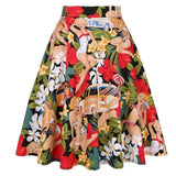 Cat Printed Short Swing Cotton Casual Summer Skirts High Waist Vintage Retro Skater Punk Harajuku Midi Skirt faldas