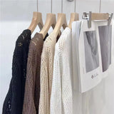 Zingj Autumn Winter New Design Sense In Long Temperament Smock Skirt Korean Hollow Out Knitting Hook Flower Dress Female-Outfit