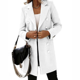 Autumn And Winter Long Sleeve Suit Collar Double Buckle Collar Buckle Coat Double Buckle Suit
