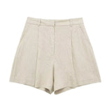 Women's 2025 Spring New Fashioned Colored Flax-Blend Vest + Shorts