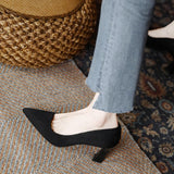 High Heels Women's Velvet Soft Soles Standing Not Tired Feet Flight Attendant Commuting Professional Black Work Shoes Single