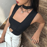 Sexy Hollow Women's Jumpsuit Round Neck Black Slim Fit All-match Thin Rompers