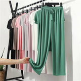 Home Clothes 2 Pieces Set Lady Home Suit Summer Women Lounge Wear Autumn Loose Homewear Suit for Women Pajamas Pants