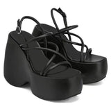 Women's Shoes Sandals 2025 New Large-Size Waterproof Table Thick Bottom Slope And Sexy Buckle