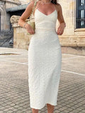 Textured Split Halter Maxi Dress- Outfit