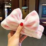 Face Hair Holder Hairbands Soft Warm Coral Fleece Bow Animal Ears Headband For Women Girls Turban Fashion Hair