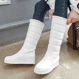 Warm Plush Knee High Boots Women Comfy Flat Heel Snow Boots Slip On Platform Woman Long Boots Shoes Black Pink White
