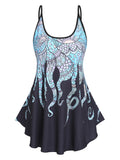 Casual Fashion Women'S Tops Summer Lace Up Octopus Print Scoop Neck Tank Top Basic Streetwear