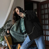 Winter New Korean Yellow Jacket Splicing Top Harajuku Long Coat Women Streetwear Gothic Windbreaker Clothes Ladies