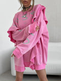 Wind Collar Long Loose Lotus Leaf-Backed Women's Sadopamine Fashion Print Coat