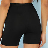Women Thin Fitness Casual High Waist Fashion Biker Shorts Summer Slim Knee-Length Bottoms Black Cycling Shorts