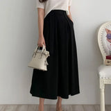 Zingj Lace High Waist Thin Pleated Half Elastic Waist Large Swing Skirt Women's Summer Long A-Line