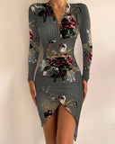 Dresses For Women V Neck Leopard Stitching Print Sexy Dress Women Autumn High Waist Slim Office Ladies Dress