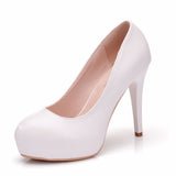 Cm White Heel Single Shoes Red Thin Heel Waterproof Table White Wedding Shoes Large High Heels Wedding