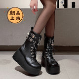 Thick-Bottomed Pine Cake Small Small Short Boots Girls Autumn New High-Punk Style Casual Martin Boots Thin Single