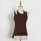Zingj New Commuter Trend Irregular Fake Two Sling Vest Women's Round Collar With A Top T