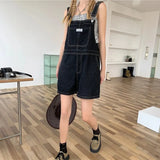 For Women Summer Denim Shorts Korean Style Wide Leg Jeans Pants Light Blue High Waisted Baggy Casual Fashion