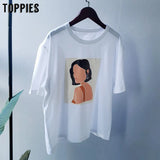 Women T-shirts Character Printing Tops Tees Summer Tops Short sleeve 95% cotton