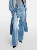 Style Hot Girl Jeans 2025 New Stereo Band Design Sense Bow Straight Leg Jeans