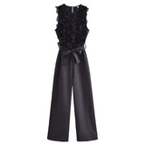 Ruffle Black Jumpsuit Women Elegant Long Jumpsuits Woman 2023 Sleeveless Party Summer Woman Jumpsuit New Women's