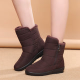 Zingj And Winter Middle Boots And Velvet Warm Waterproof Snow Boots Female Students Short Boots Mother Cotton Shoes-Outfit