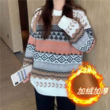 Women Vintage Loose Casual Sweaters Geometric Female Harajuku Korean Fashion Womens Striped Sweater Streetwear