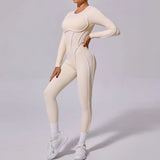 Zingj Sha New Winter Integrated Sports Yoga Suit Bare Back Tight Long Sleeve Trousers Jumpsuit 10122-Outfit