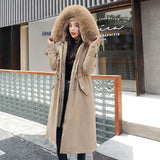 New Winter Long Coat Women Warm Thickness Hooded Parkas Plus Size Large Fur Collar Embroidery Jackets Padded