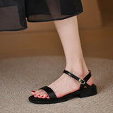 Vintage Brown Sandals Summer 2025 Soft Leather Toe Roman