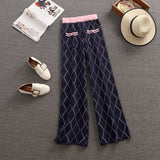 Two Piece Set Women Autumn Clothing Set Casual Long Sleeve Sweater Cardigan + Wide Leg Long Pants Suits Trousers