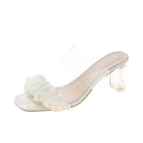 New Korean Version Of The Fairy Wind Transparent Thick With A Word Of The Head Folded Cold Slippers Xia Gao And Slippers